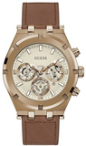 Guess GW0262G3 Analog Multifunction Men's Watch – White Dial & Brown Leather Strap