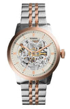 Fossil ME3075 Townsman Automatic Skeleton Men’s Watch – White Dial & Two-Tone Steel Strap