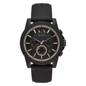 Armani Exchange Outerbanks Chronograph Black Dial Black Silicone Strap Watch For Men - AX1343