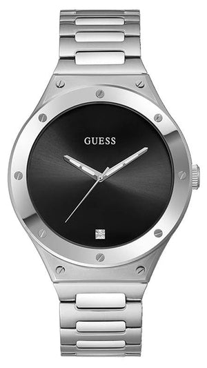 Guess Scope Black Dial Silver Steel Strap Watch for Men - GW0427G1