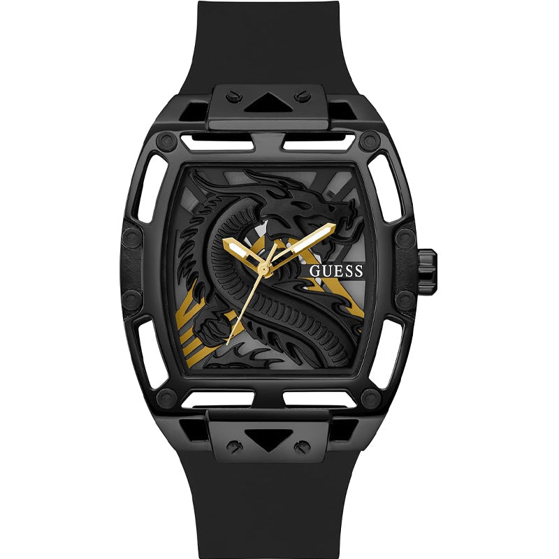 Guess GW0648G1 Legend Analog Men’s Watch – Black Dial & Black Rubber Strap