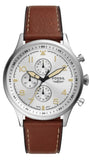 Fossil FS5809 Retro Pilot Chronograph Men’s Watch – Silver Dial & Brown Leather Strap