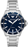 Emporio Armani AR60059 Meccanico Automatic Men's Watch – Blue Dial with Silver Steel Strap