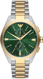 Emporio Armani AR11511 Claudio Chronograph Women's Watch – Green Dial & Two-Tone Steel Strap