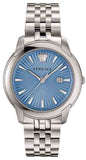 Versace VELQ00419 V-Urban Quartz Men's Watch – Light Blue Dial & Silver Steel Strap