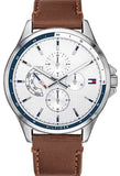 Tommy Hilfiger 1791614 Multi-Function Quartz Men's Watch – White Dial & Brown Leather Strap