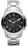 Fossil FS4736 Grant Chronograph Men's Watch – Black Dial & Silver Steel Bracelet