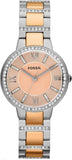 Fossil Virginia Rose Gold Dial Two Tone Steel Strap Watch for Women - ES3405