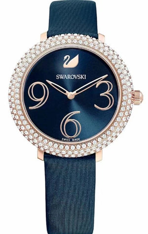 Swarovski Crystal Frost Blue Dial Blue Leather Strap Watch for Women - 5484061