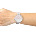 Calvin Klein Rise White Beige Dial Beige Leather Strap Watch for Women - K7A231XH