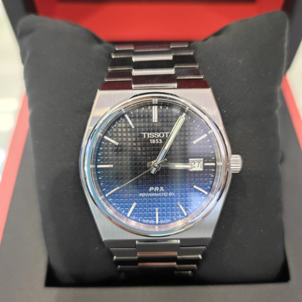 Tissot T137.407.11.051.01 Powermatic 80 Men's Watch – Gradient Blue Dial & Silver Steel Strap