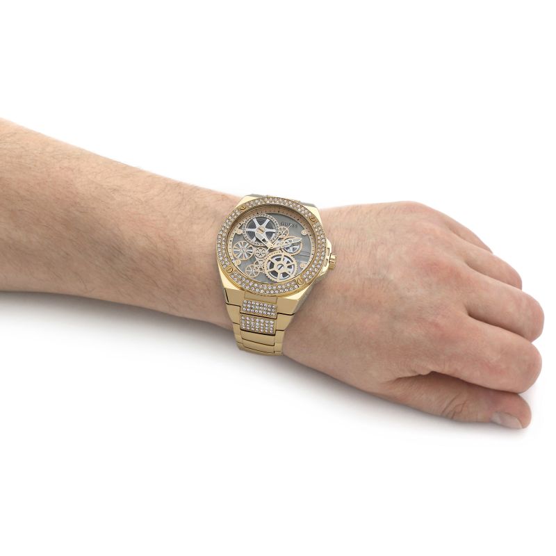 Guess Viva Diamonds Gold Dial Gold Steel Strap Watch for Women - W0111L2