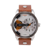 Diesel Mini Daddy Silver Dial Brown Leather Strap Watch For Men - DZ7309