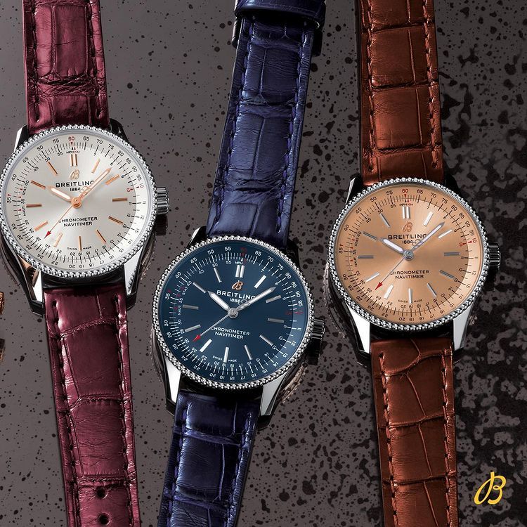 Breitling Navitimer Automatic 41 Blue Dial Blue Leather Strap Watch for Men - A17326161C1P3