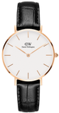 Daniel Wellington DW00100229 Classic Petite Reading Women’s Watch – White Dial with Black Leather Strap