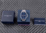 Tommy Hilfiger Jordan Chronograph Blue Dial Silver Steel Strap Watch For Men - 1792094