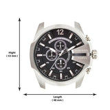 Diesel Mega Chief Chronograph Black Dial Brown Leather Strap Watch For Men - DZ4290