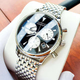 Movado Heritage Calendoplan Chronograph Black Dial Silver Steel Strap Watch for Men - 3650014