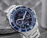 Tommy Hilfiger Jordan Chronograph Blue Dial Silver Steel Strap Watch For Men - 1792094