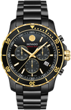 Movado 2600180 Series 800 Chronograph Men's Watch – Black Dial & Black Steel Strap