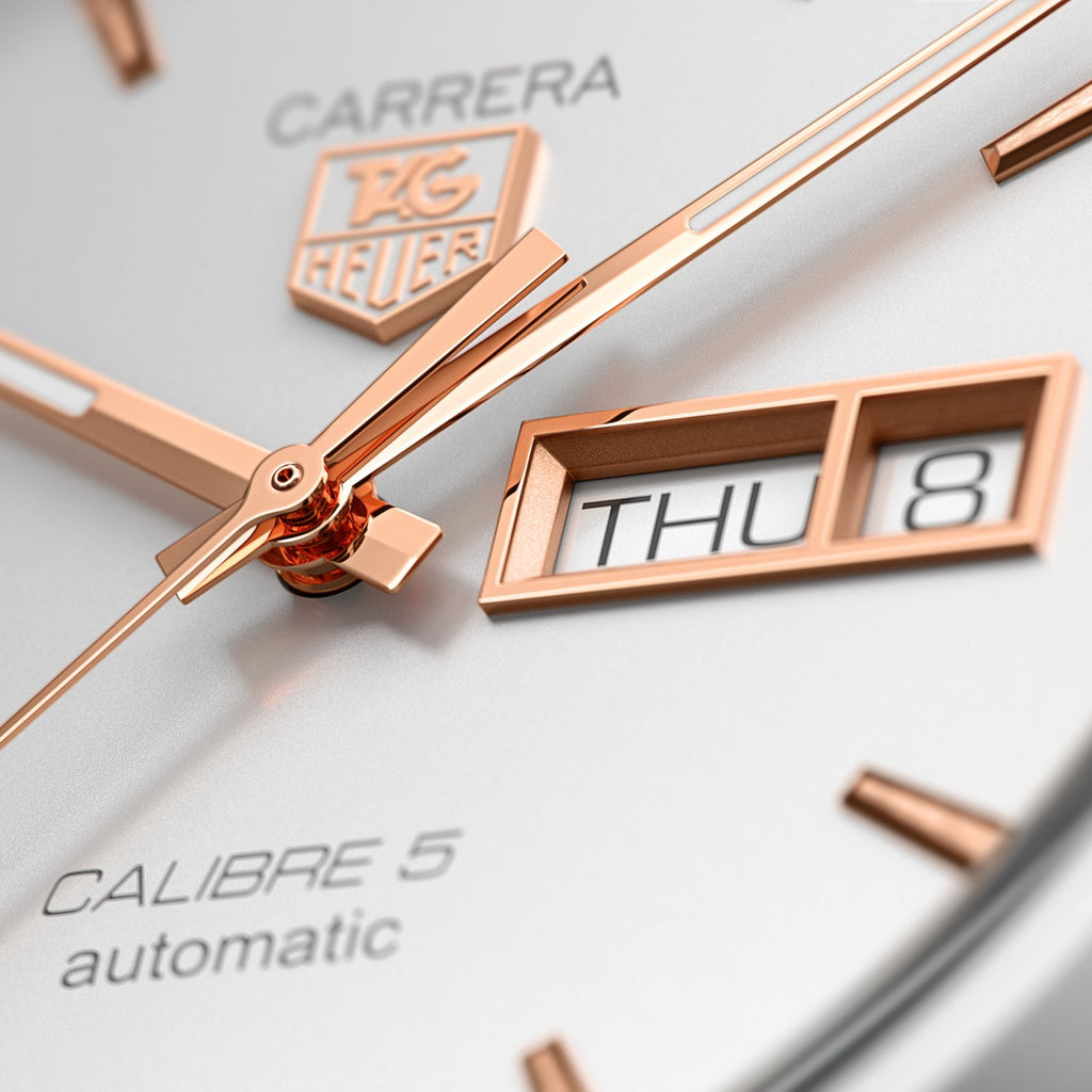 Tag Heuer Carrera Calibre 5 White Dial Silver Steel Strap Watch for Men - WAR201D.BA0723