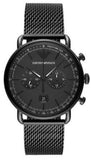 Emporio Armani AR11264 Aviator Chronograph Men's Watch – Black Dial with Black Mesh Bracelet