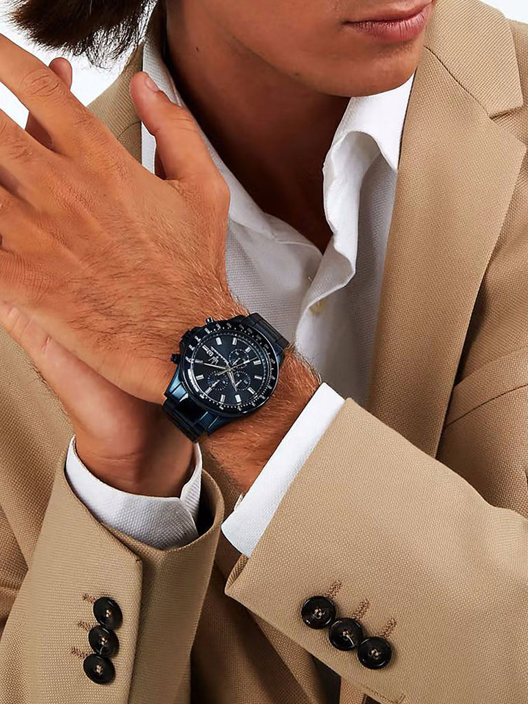 Maserati SFIDA Chronograph Blue Dial Blue Steel Strap Watch For Men - R8873640023