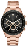 Michael Kors MK8824 Layton Chronograph Men's Watch – Black Dial & Rose Gold Steel Bracelet