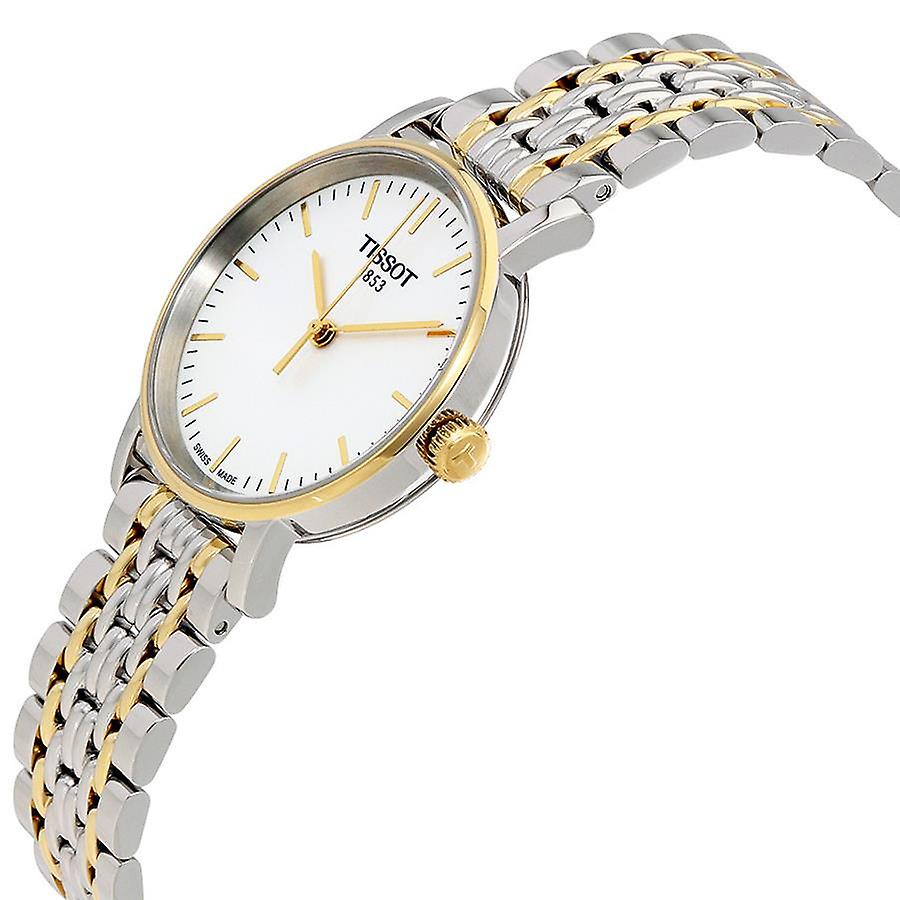 Tissot T Classic Everytime Small White Dial Two Tone Mesh Bracelet Watch For Women - T109.210.22.031.00