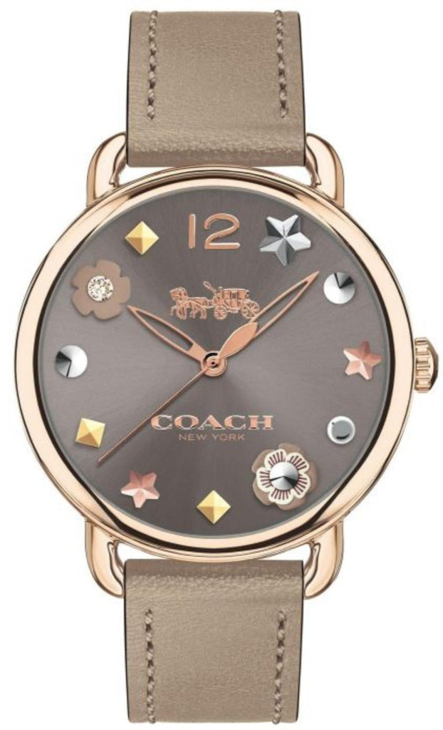 Coach Delancey Grey Dial Grey Leather Strap Watch For Women - 14502797