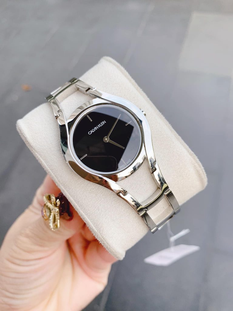 Calvin Klein Class Black Dial Silver Steel Strap Watch for Women - K6R23121