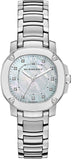 Burberry BBY1804 The Britain Women's Watch – Diamond-Accented Mother of Pearl Dial & Silver Steel Bracelet