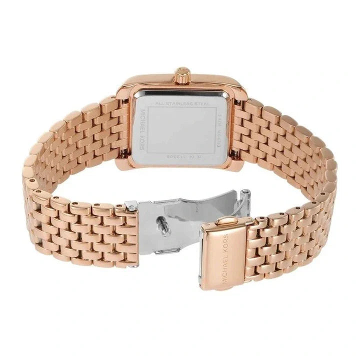 Michael Kors Emery Three-Hand White Dial Rose Gold Steel Strap Watch for Women - MK4743