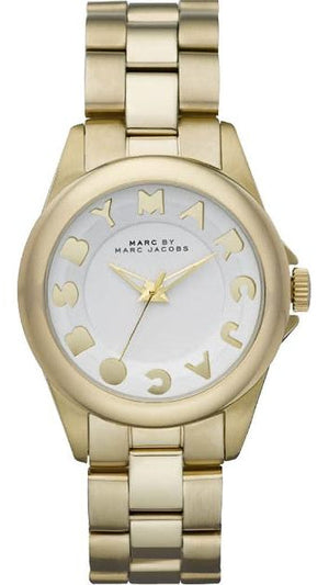 Marc Jacobs Rivera White Dial Gold Steel Strap Watch for Women - MBM3134