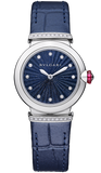 Bvlgari 103617 Lvcea Intarsio Women's Watch – Aventurine Diamond Blue Dial & Blue Leather Strap