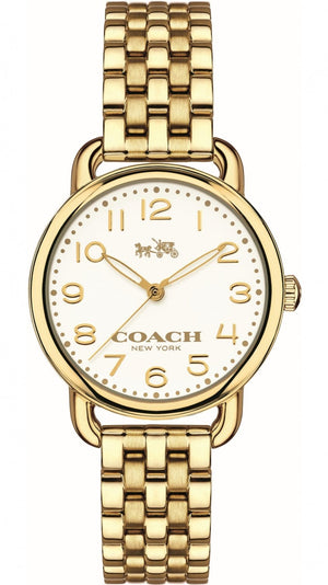 Coach Delancey White Dial Gold Steel Strap Watch for Women - 14502241