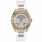 Guess Luna Diamonds White Dial White Rubber Strap Watch for Women - W0653L4