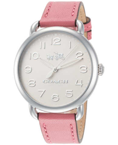 Coach Delancey White Dial Pink Leather Strap Watch for Women - 14502717