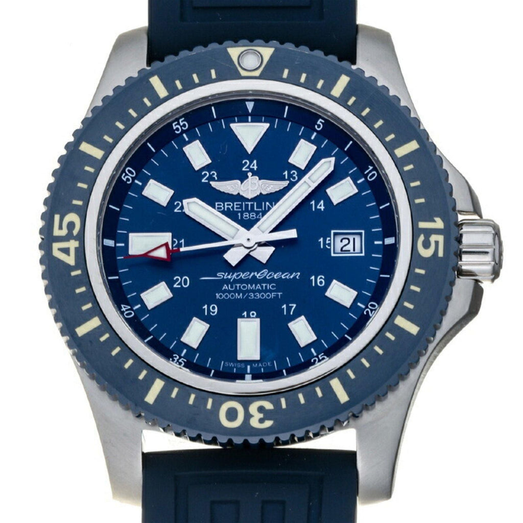 Breitling Superocean 44mm Diver Pro III Special Mariner Blue Dial Blue Rubber Strap Mens Watch - Y1739316/C959