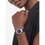 Bvlgari Lvcea Intarsio Aventurine Diamonds Blue Dial Blue Leather Strap Watch for Women - LVCEA103617