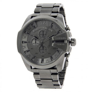 Diesel Mega Chief Chronograph Grey Dial Grey Steel Strap Watch for Men - DZ4282
