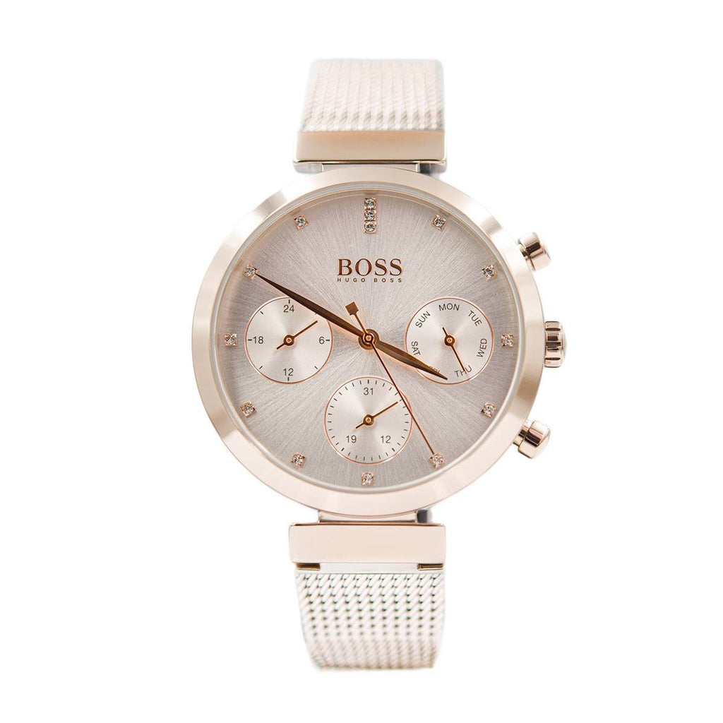 Hugo Boss Flawless White Dial Gold Mesh Bracelet Watch for Women - 1502553