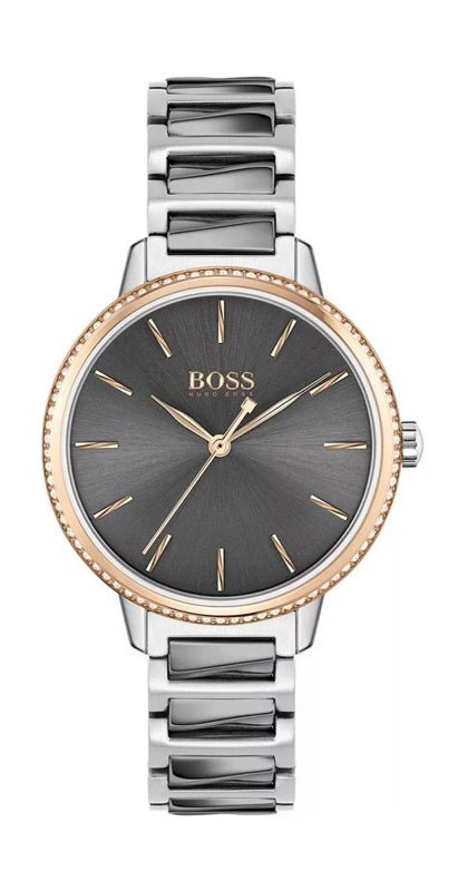 Hugo Boss Signature Grey Dial Silver Steel Strap Watch for Men - 1502569