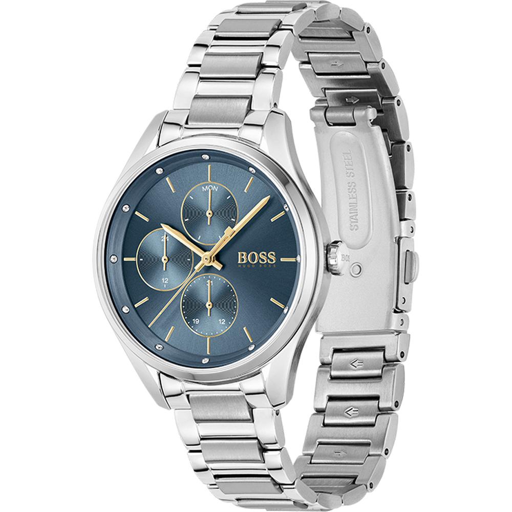 Hugo Boss Grand Course Blue Dial Silver Steel Strap Watch for Women - 1502583