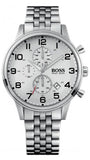Hugo Boss 1512445 Aeroliner Chronograph Men's Watch – White Dial & Silver Steel Bracelet