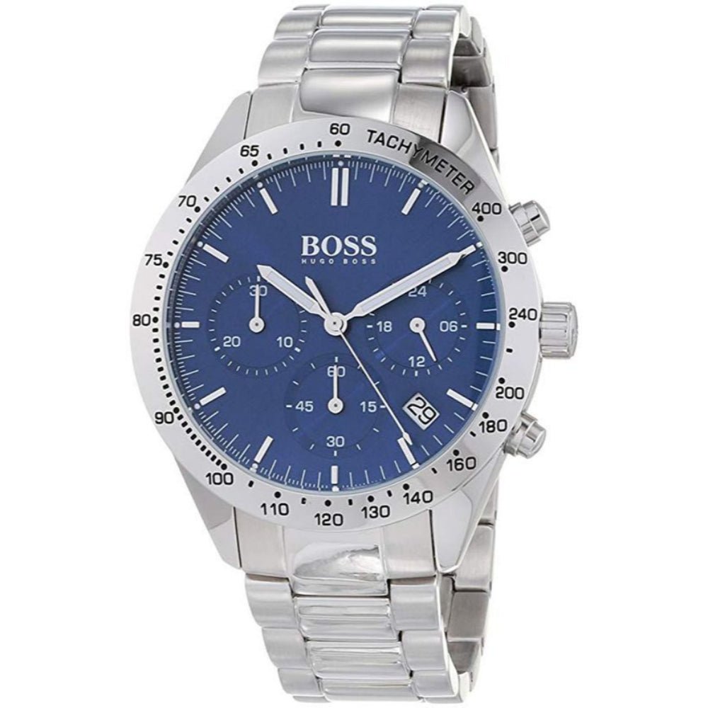 Hugo Boss Talent Blue Dial Silver Steel Strap Watch for Men - 1513582