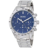 Hugo Boss Talent Blue Dial Silver Steel Strap Watch for Men - 1513582