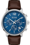 Hugo Boss 1513606 Attitude Quartz Men's Watch – Blue Dial & Brown Leather Strap