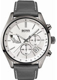 Hugo Boss 1513633 Grand Prix Men's Watch – White Dial & Grey Leather Strap