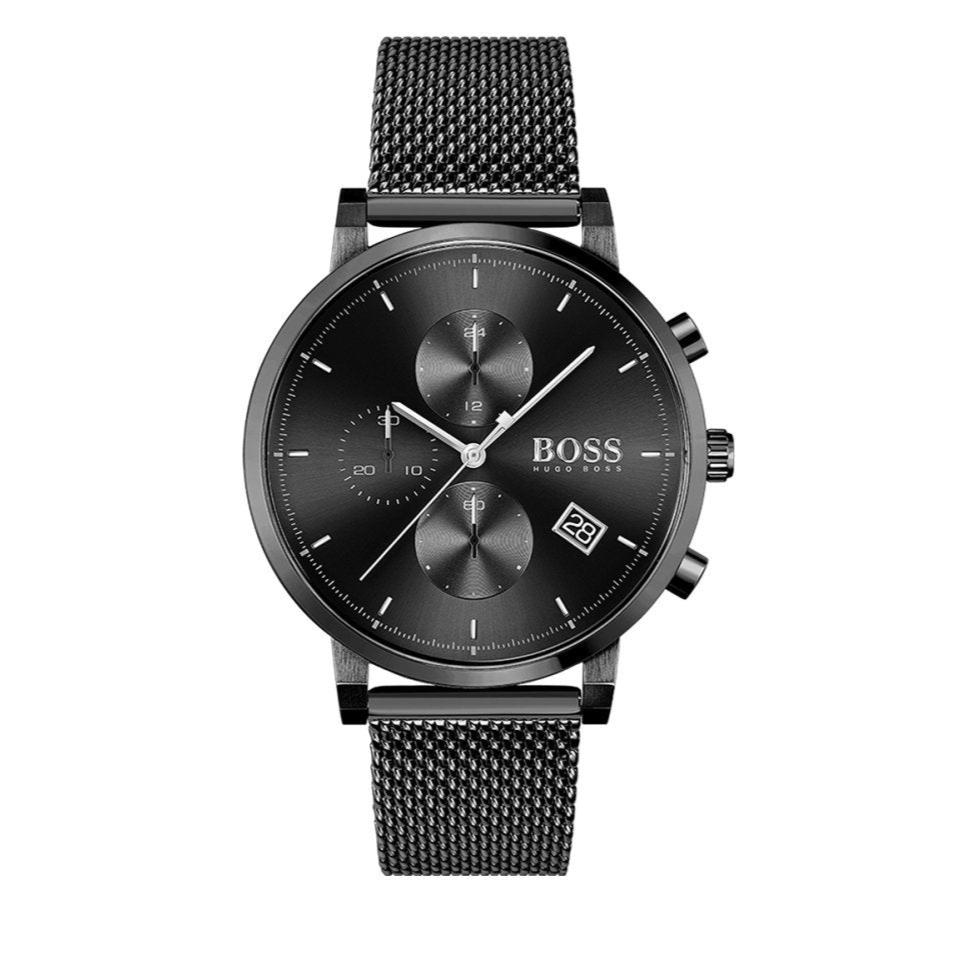 Hugo Boss Integrity Black Dial Black Mesh Bracelet Watch for Men - 1513813